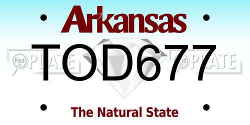 TOD677 Arkansas License Plate