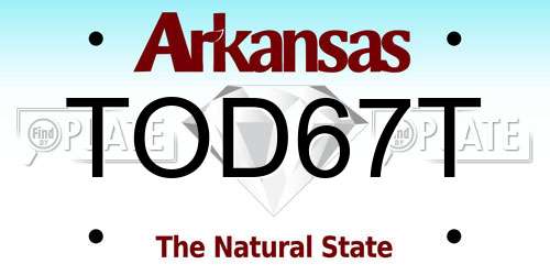 TOD67T Arkansas License Plate