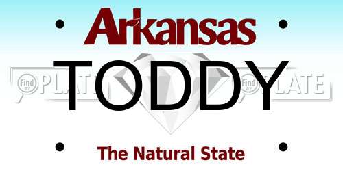TODDY Arkansas License Plate