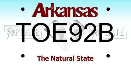 TOE92B Arkansas License Plate