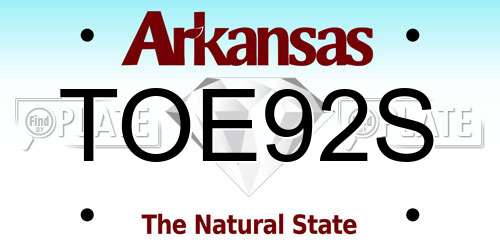 TOE92S Arkansas License Plate