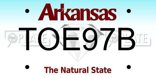 TOE97B Arkansas License Plate