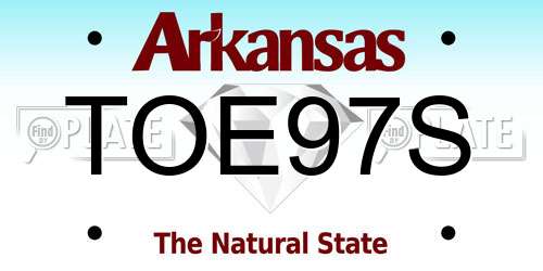 TOE97S Arkansas License Plate