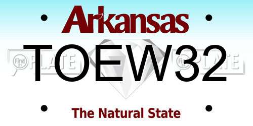 TOEW32 Arkansas License Plate