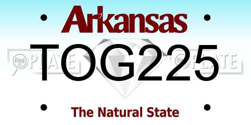 TOG225 Arkansas License Plate
