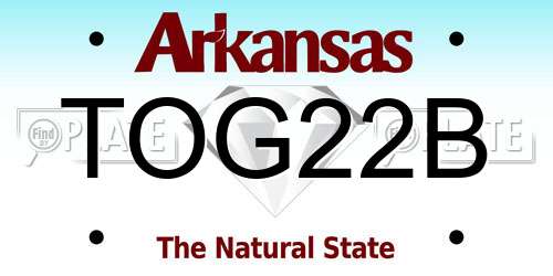 TOG22B Arkansas License Plate