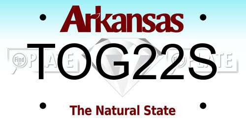 TOG22S Arkansas License Plate
