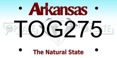 TOG275 Arkansas License Plate