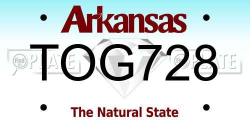 TOG728 Arkansas License Plate