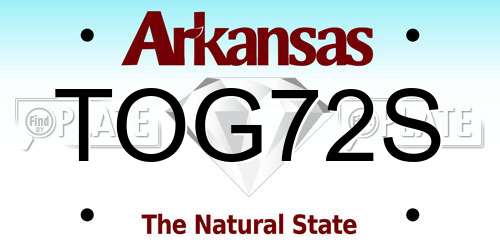 TOG72S Arkansas License Plate