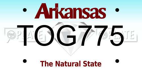 TOG775 Arkansas License Plate