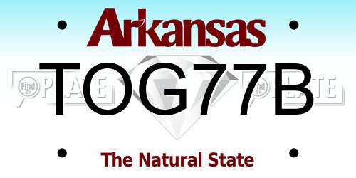 TOG77B Arkansas License Plate