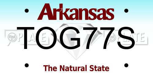 TOG77S Arkansas License Plate