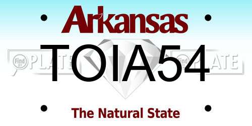 TOIA54 Arkansas License Plate