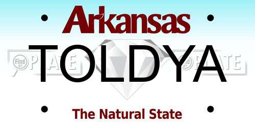 TOLDYA Arkansas License Plate