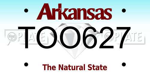 TOO627 Arkansas License Plate