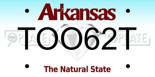 TOO62T Arkansas License Plate
