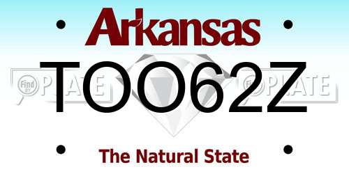 TOO62Z Arkansas License Plate