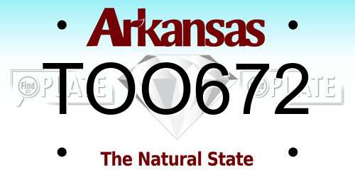 TOO672 Arkansas License Plate