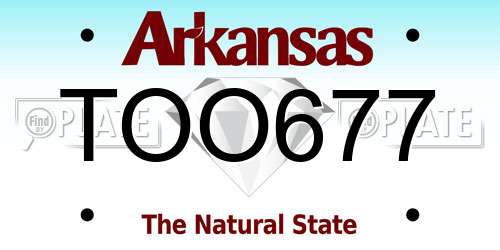 TOO677 Arkansas License Plate