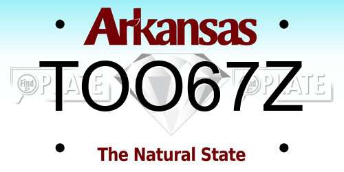 TOO67Z Arkansas License Plate