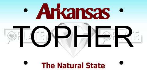 TOPHER Arkansas License Plate