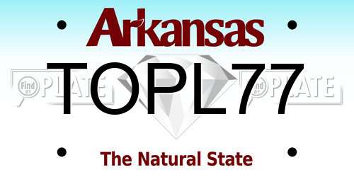 TOPL77 Arkansas License Plate