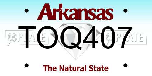 TOQ407 Arkansas License Plate