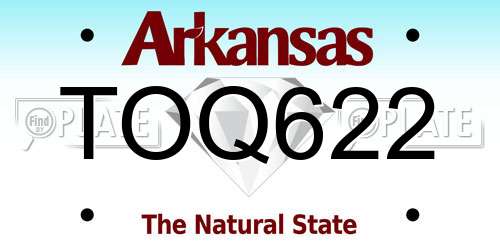 TOQ622 Arkansas License Plate