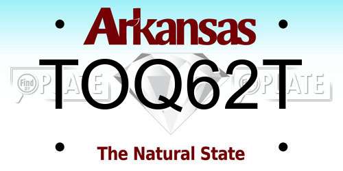 TOQ62T Arkansas License Plate