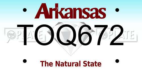 TOQ672 Arkansas License Plate