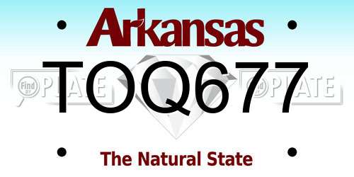 TOQ677 Arkansas License Plate