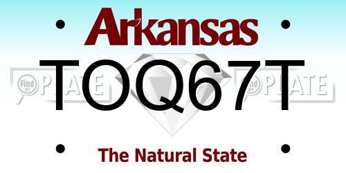 TOQ67T Arkansas License Plate