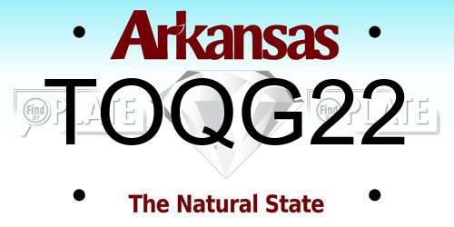 TOQG22 Arkansas License Plate