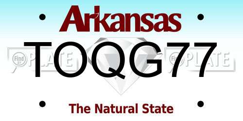 TOQG77 Arkansas License Plate