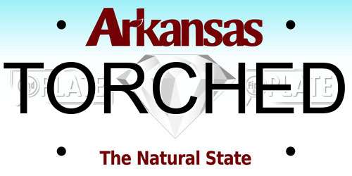 TORCHED Arkansas License Plate