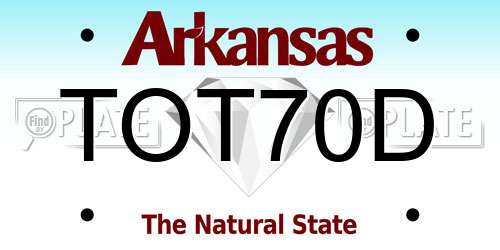 TOT70D Arkansas License Plate