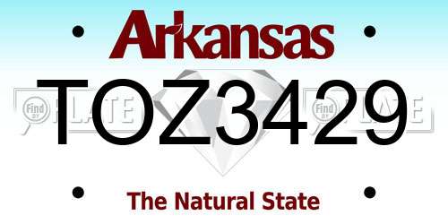 TOZ3429 Arkansas License Plate