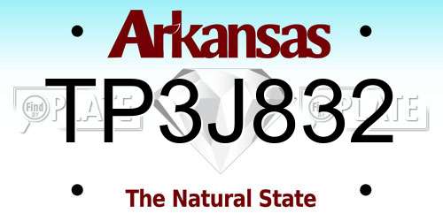 TP3J832 Arkansas License Plate