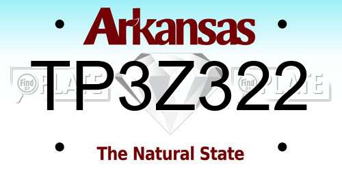 TP3Z322 Arkansas License Plate