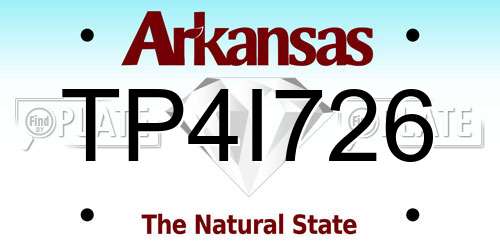 TP4I726 Arkansas License Plate
