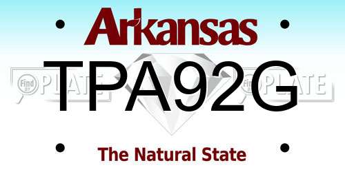 TPA92G Arkansas License Plate