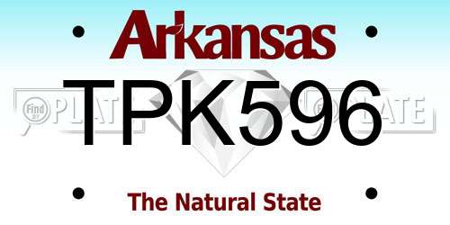 TPK596 Arkansas License Plate
