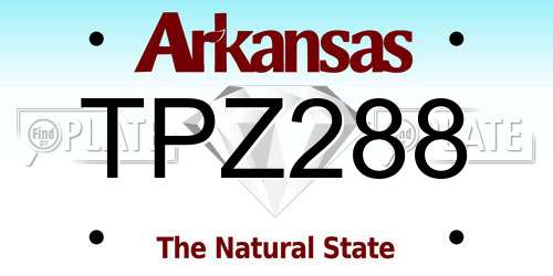 TPZ288 Arkansas License Plate