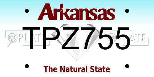 TPZ755 Arkansas License Plate