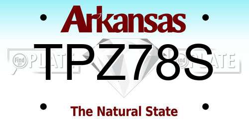 TPZ78S Arkansas License Plate
