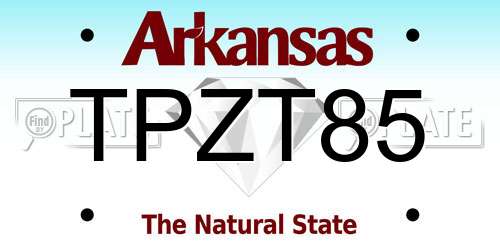 TPZT85 Arkansas License Plate