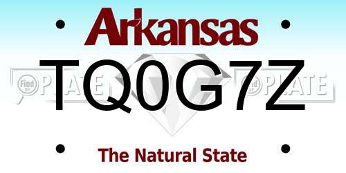 TQ0G7Z Arkansas License Plate