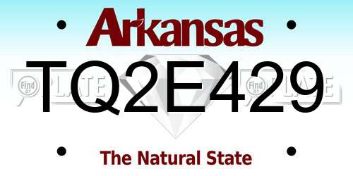 TQ2E429 Arkansas License Plate