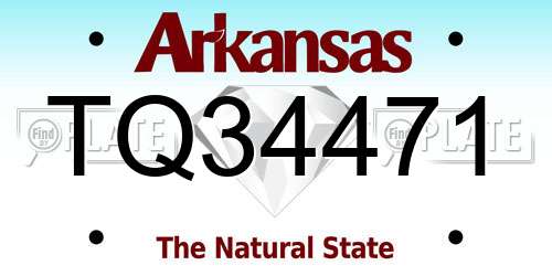 TQ34471 Arkansas License Plate